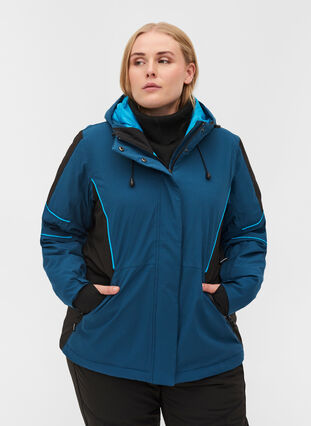 Veste de ski imperméable à capuche, Blue Comb, Model image number 0