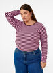 Gestreepte blouse met lange mouwen, Roze, Model image number 0