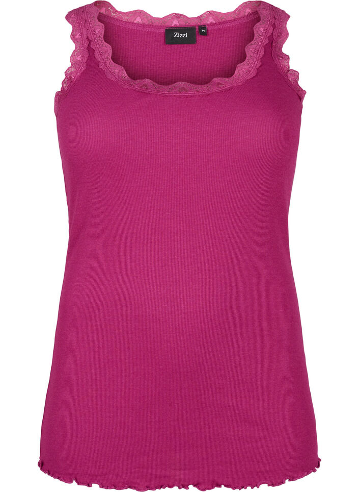 Top avec finitions en dentelle, Violet, Packshot image number 0