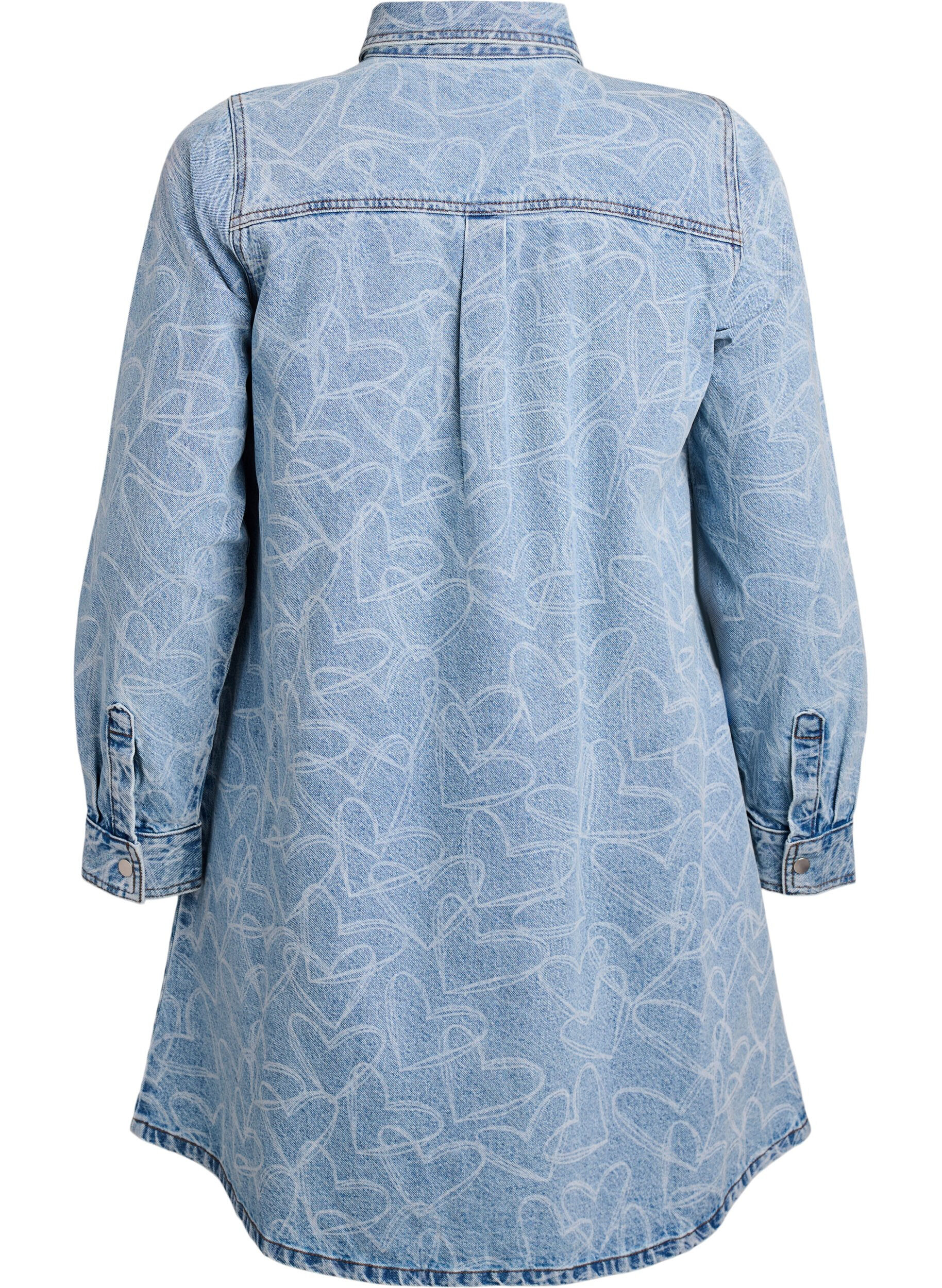 ZizziDenim jurk met hartjespatroon, Blauw, Packshot image number 1