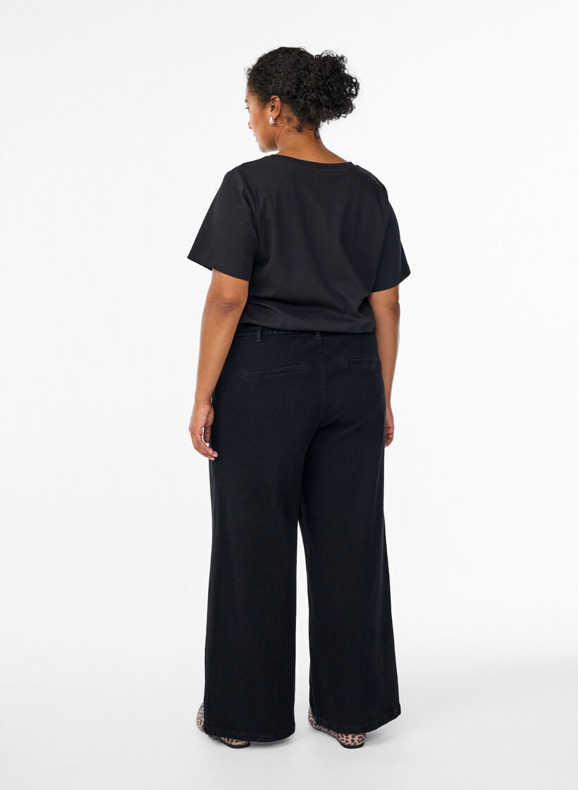 Jean ample &agrave; ceinture &eacute;lastique et cordon de serrage, Noir, Model