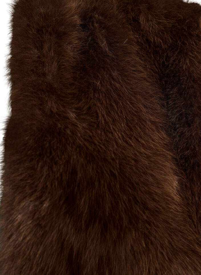 Veste courte en fausse fourrure ouverte sur le devant, Marron, Packshot image number 3