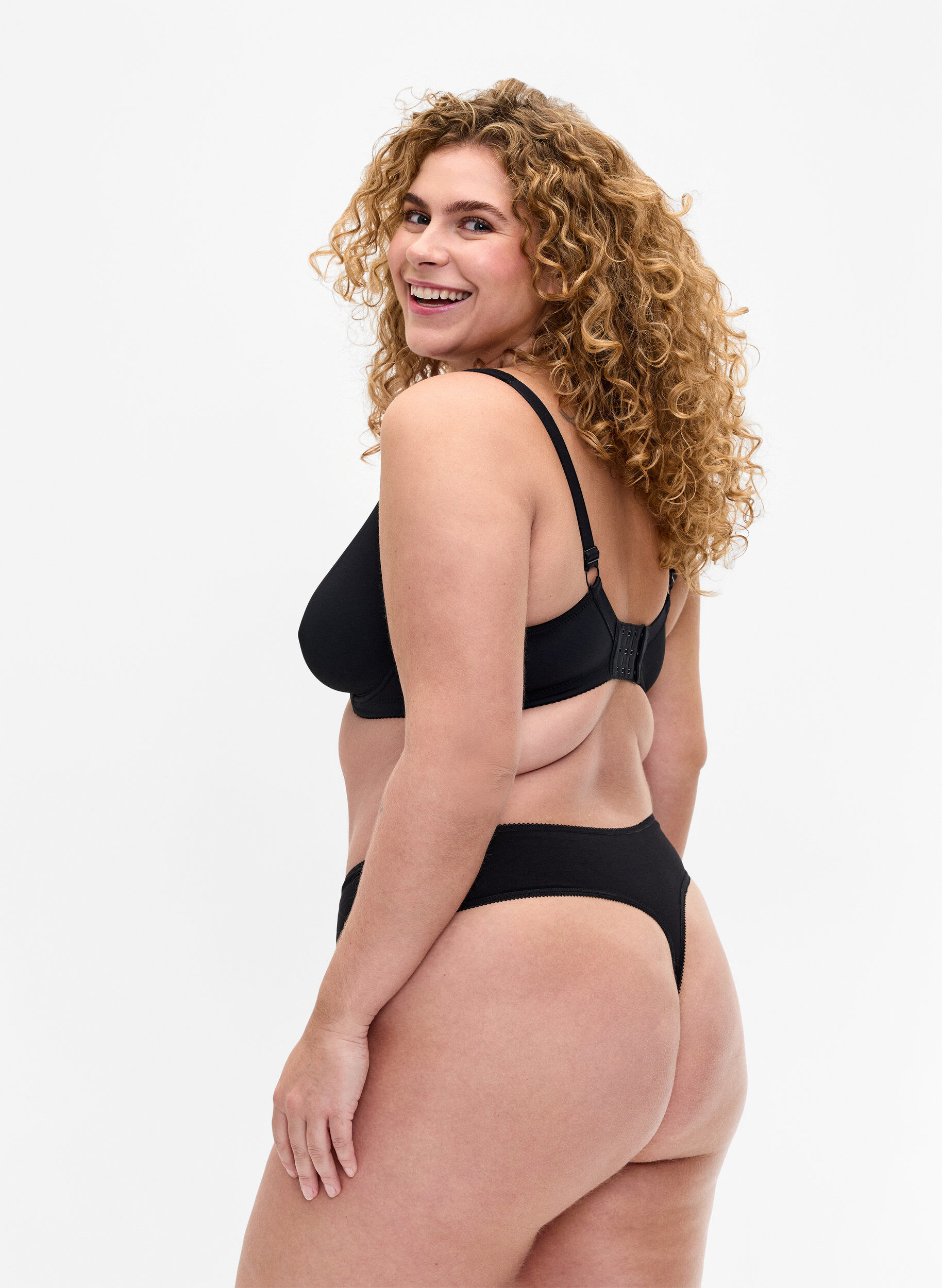 Zizzi7-pack string en coton, Noir, Model image number 1