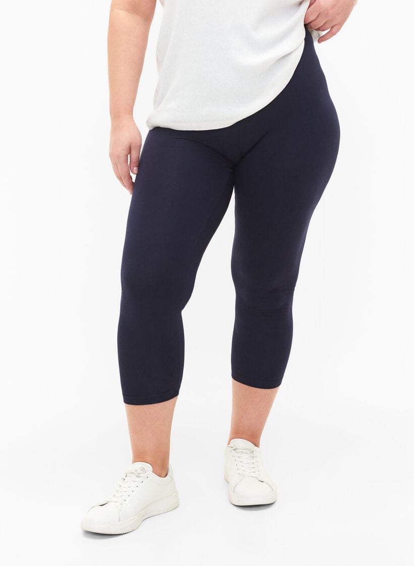 Basic 3/4 legging in viscose, Blauw, Model image number 0