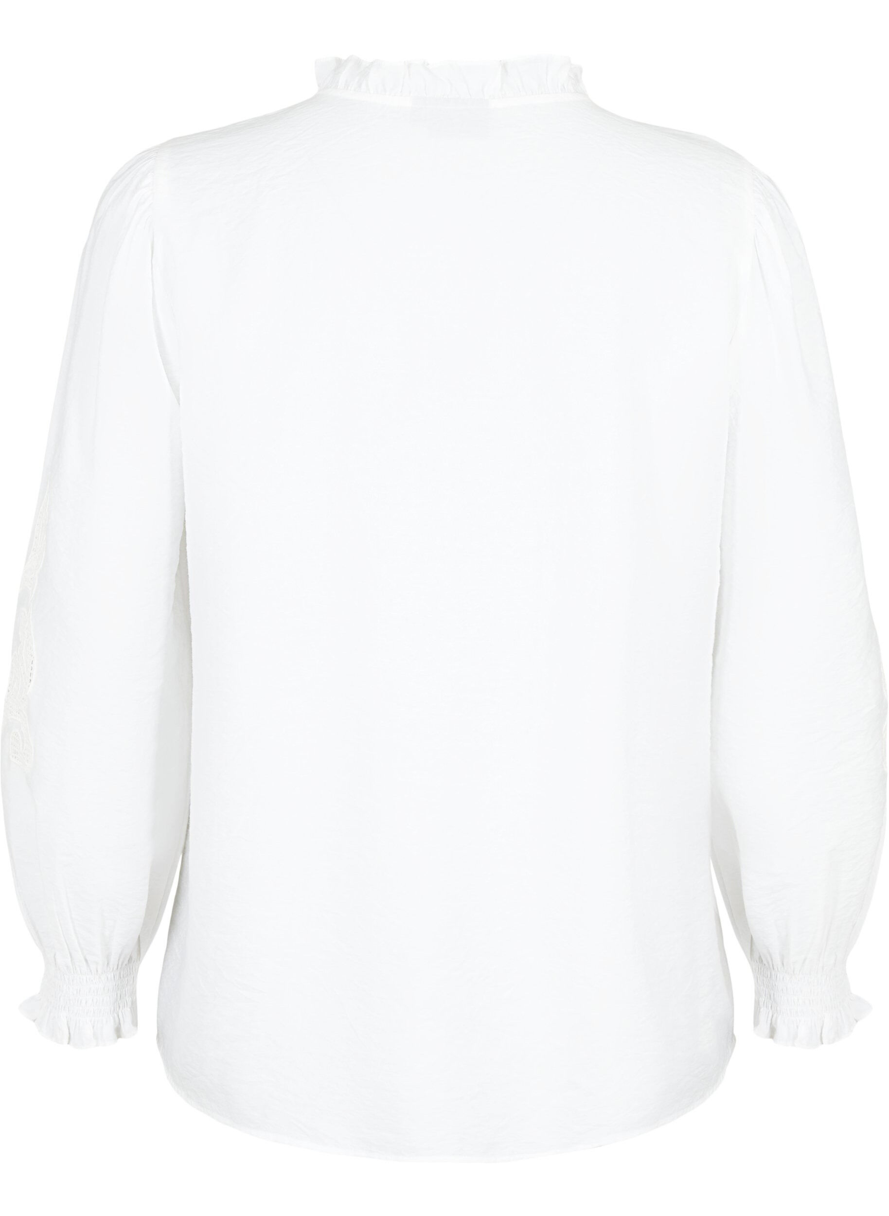 ZizziBlouse met ruches en broderie anglaise, Bright White, Packshot image number 1