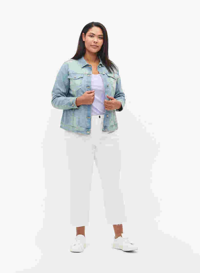 Veste en jean légère avec poches au niveau de la poitrine, Light blue denim, Model image number 4
