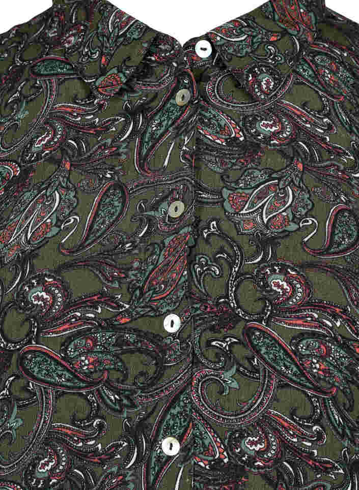Robe chemise en viscose à imprimé cachemire, Green Paisley AOP, Packshot image number 2
