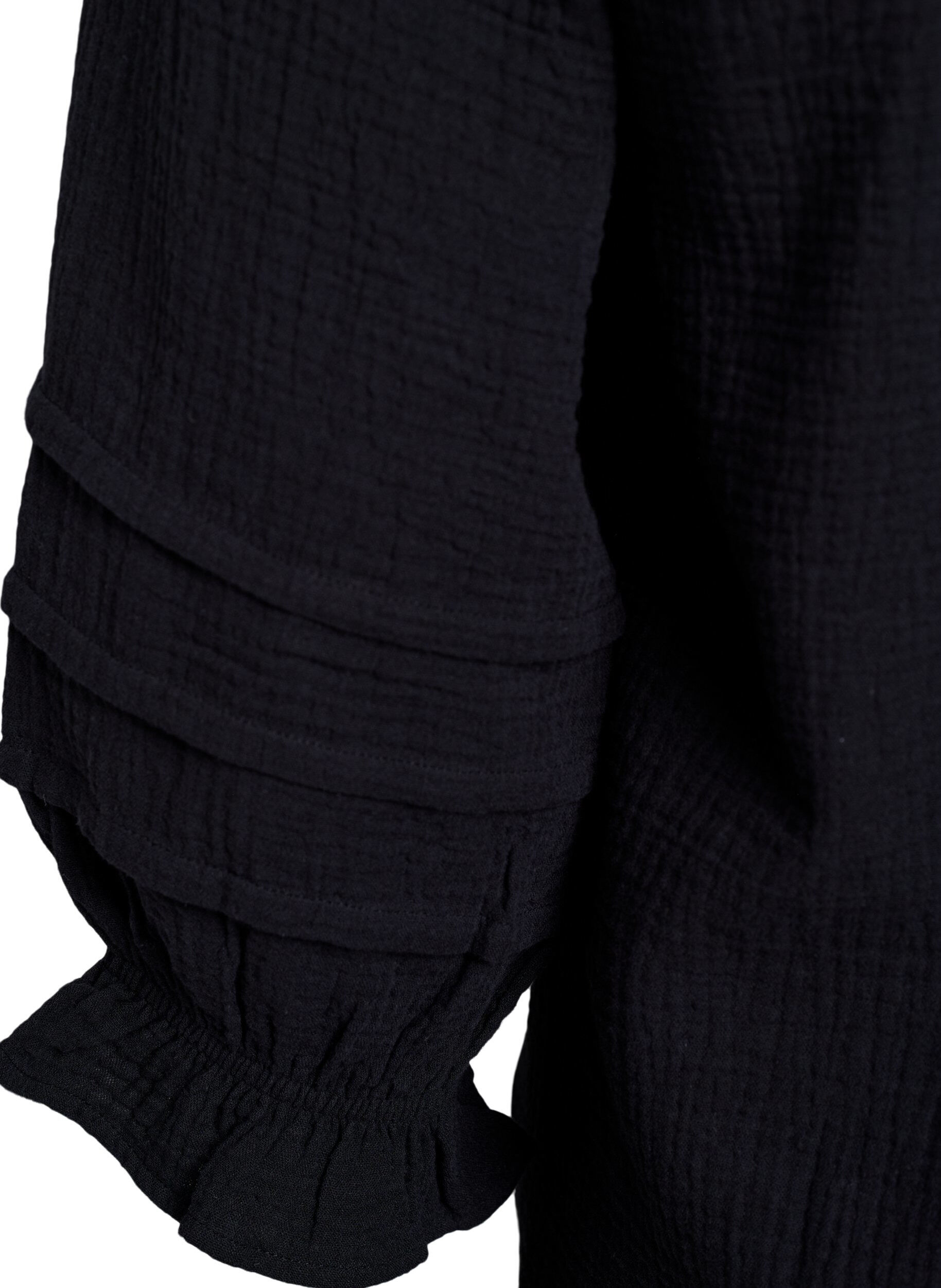 ZizziKatoenen mousseline blouse met 3/4 mouwen, Black, Packshot image number 3
