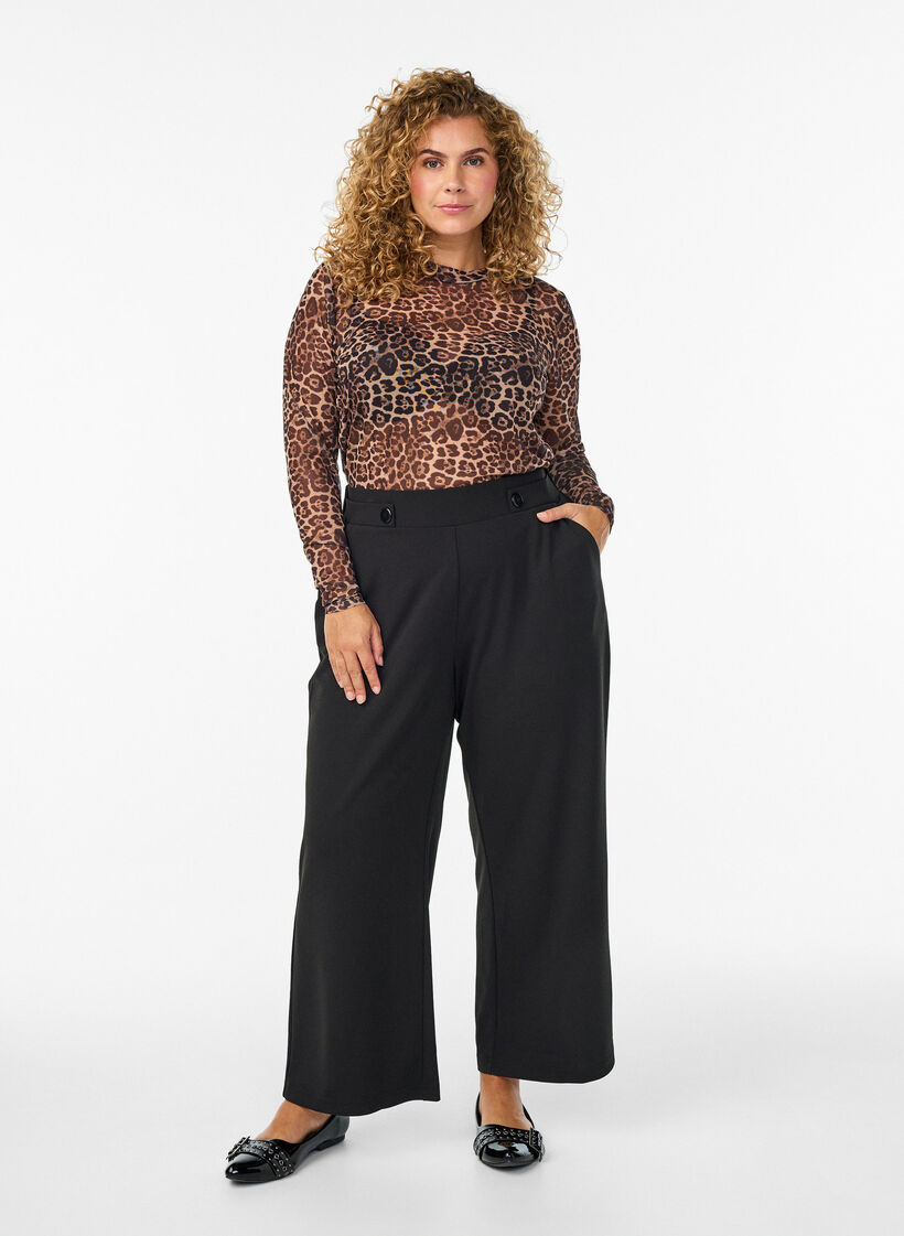 Losse broek met zakken, Zwart, Model