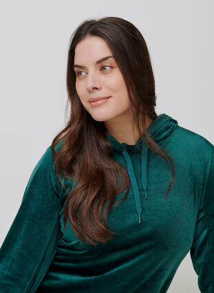 Robe pull en velours avec capuche, Ponderosa Pine, Model image number 3
