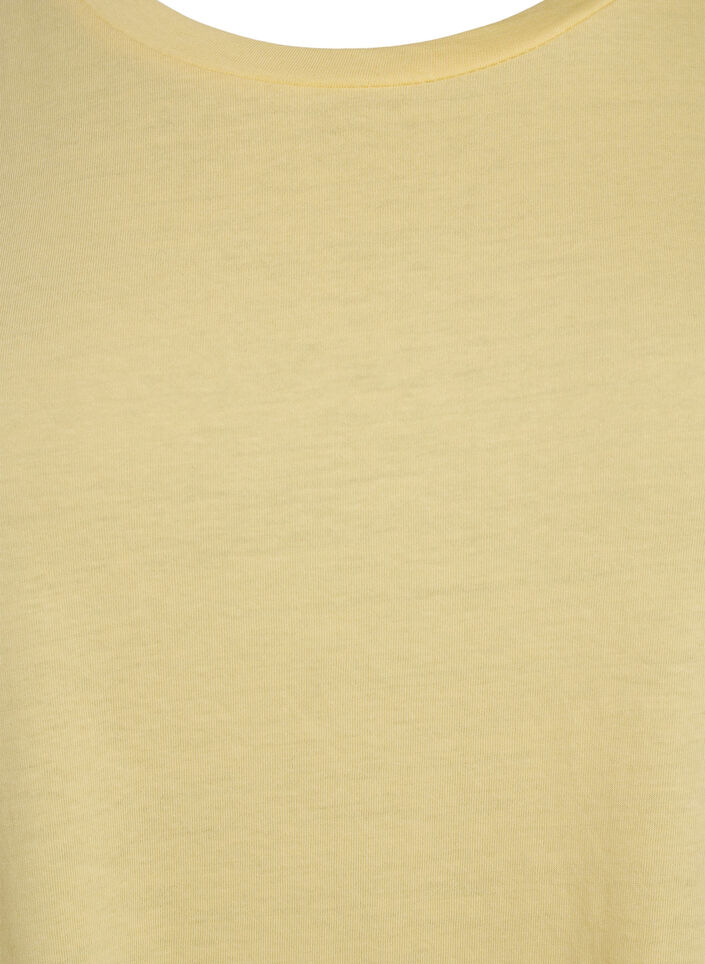 T-shirt &agrave; manches courtes en coton m&eacute;lang&eacute;, Jaune clair, Packshot image number 2