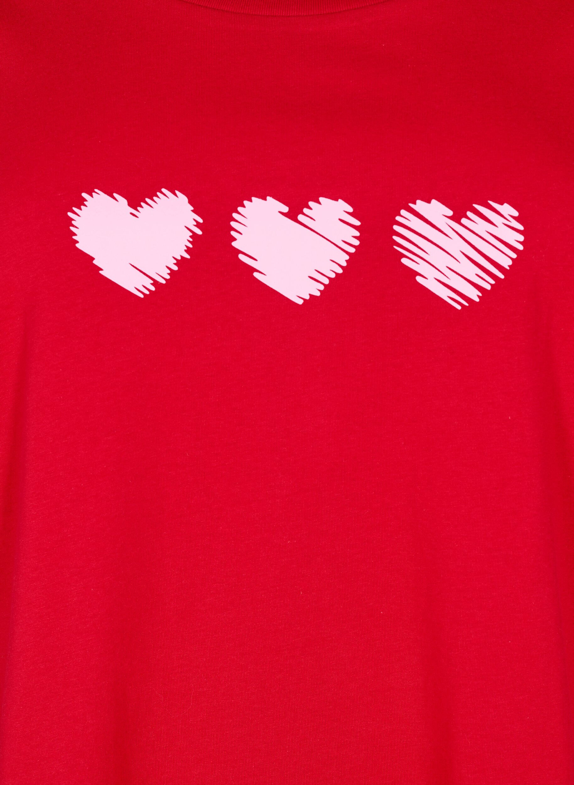 Zizzi T-shirt en coton avec motif, Salsa w. Hearts, Packshot image number 2