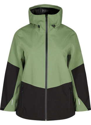 Veste de randonnée imperméable à capuche, Hedge Green Comb, Packshot image number 0