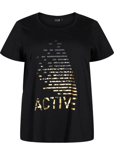 T-shirt de sport avec imprimé, Black gold foil logo, Packshot image number 0