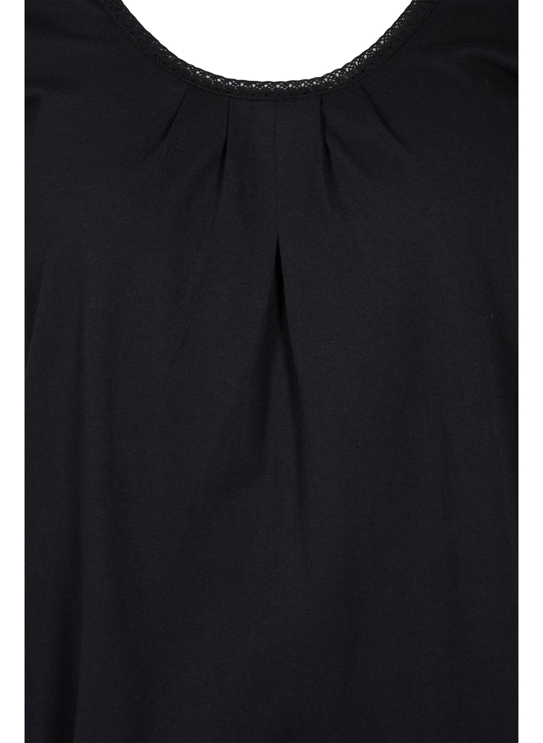 ZizziKatoenen t-shirt met korte mouwen, Black, Packshot image number 2