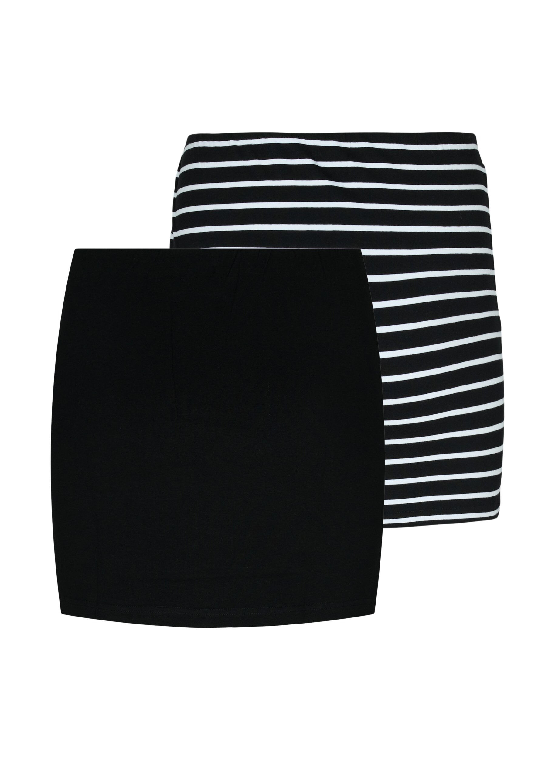 Zizzi2-pack tops verlenger, Black/Black Stripe, Packshot image number 1