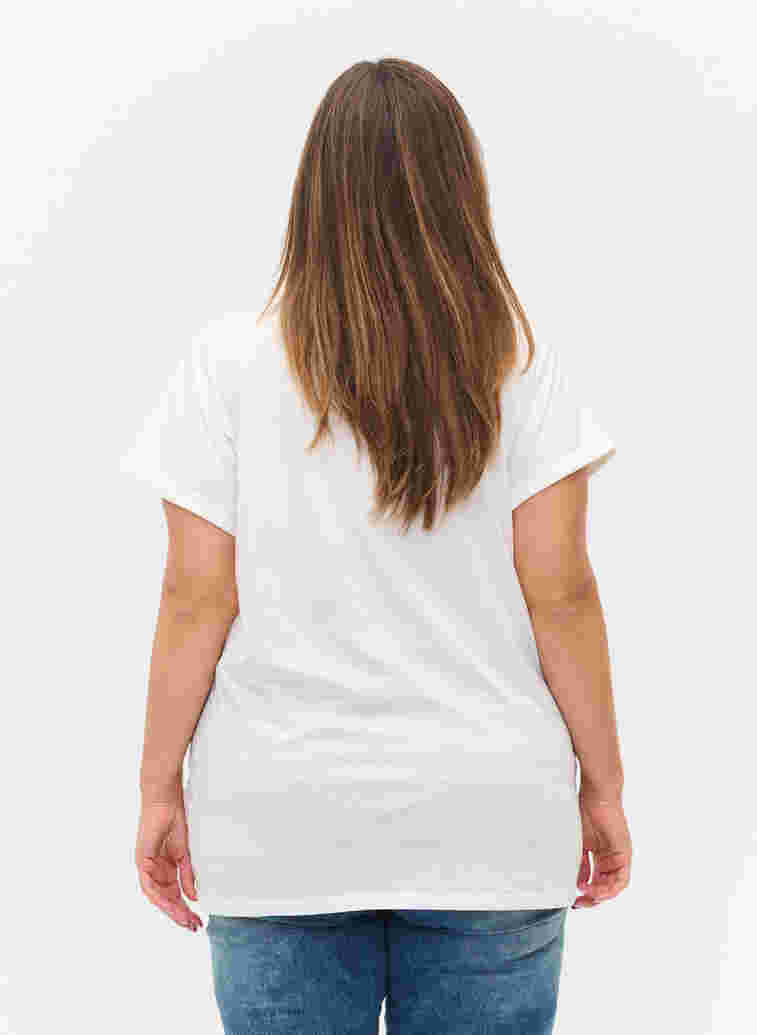 T-shirt met korte mouwen en borduursel anglaise, Off White Mel, Model