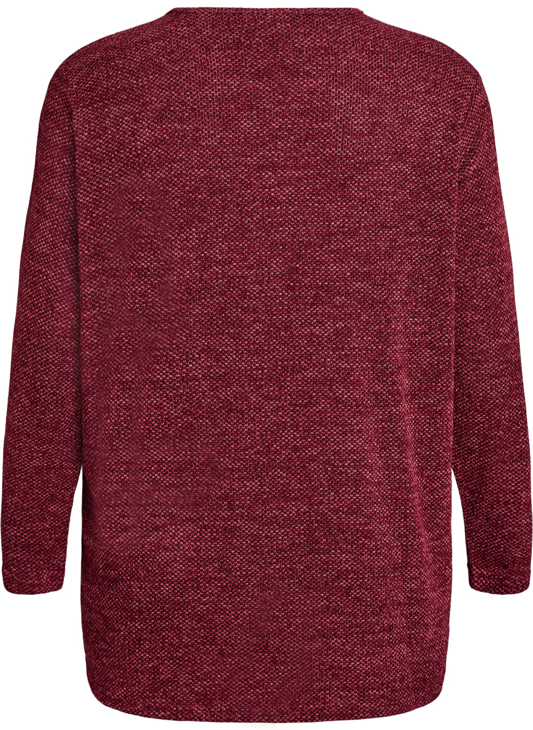ZizziBlouse met lange mouwen en structuur, Donker Bordeaux, Packshot image number 1