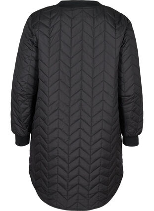 Lange gewatteerde jas met knoopsluiting, Black, Packshot image number 1