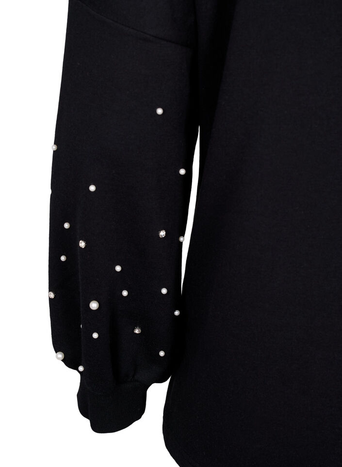 Sweat orné de perles, Black, Packshot image number 3