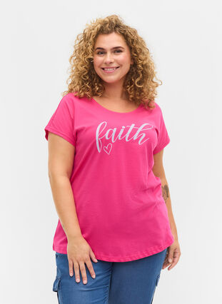 T-shirt ample à manches courtes en coton, Beetroot Pur Faith, Model image number 0