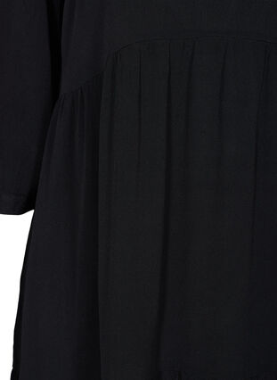 Robe en viscose à manches 3/4 et forme trapèze, Black, Packshot image number 2