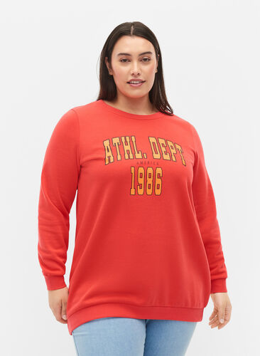 Sweat-shirt long avec imprimé de texte, Hisbiscus, Model image number 0