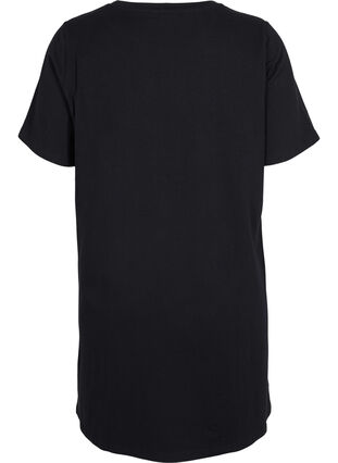 T-shirt pyjama jurk in katoen , Black, Packshot image number 1