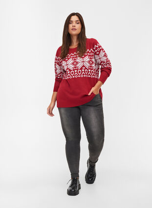 Pull en tricot à motif de Noël, Rio Red Comb, Model image number 2