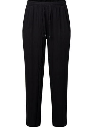 Pantalon en viscose avec cordon de serrage, Black, Packshot image number 0