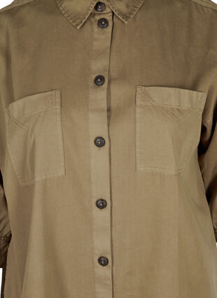Chemise longue avec poches poitrine, Kaki Green, Packshot image number 2