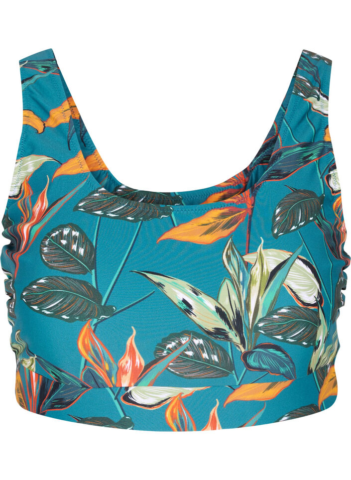 Bikinitop met print en ronde hals, Leaf Print, Packshot image number 0