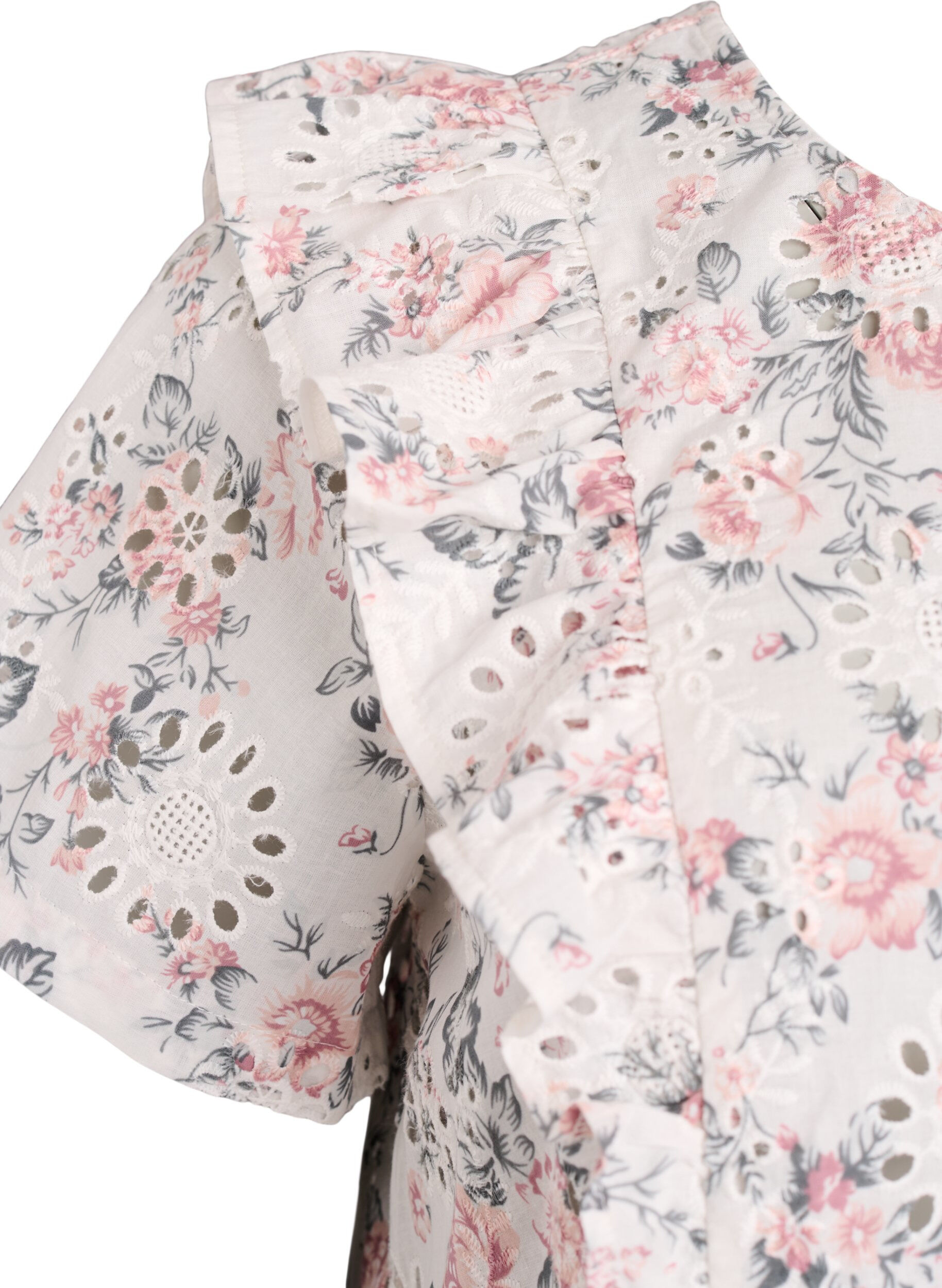ZizziBlouse en coton avec broderie anglaise et volants, Rose poudr&eacute;e, Packshot image number 3