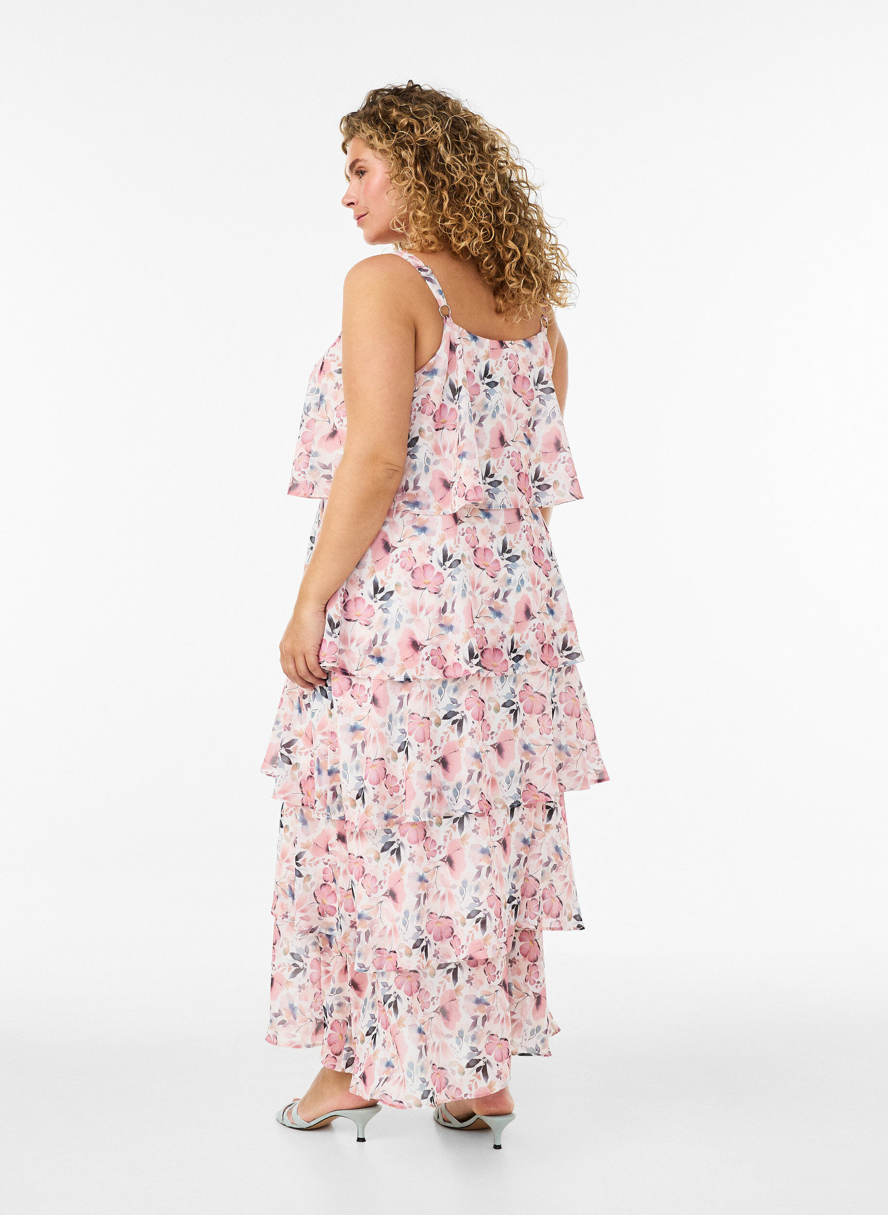 ZizziRobe maxi avec plusieurs couches de volants et cape amovible, Blanc, Model image number 4