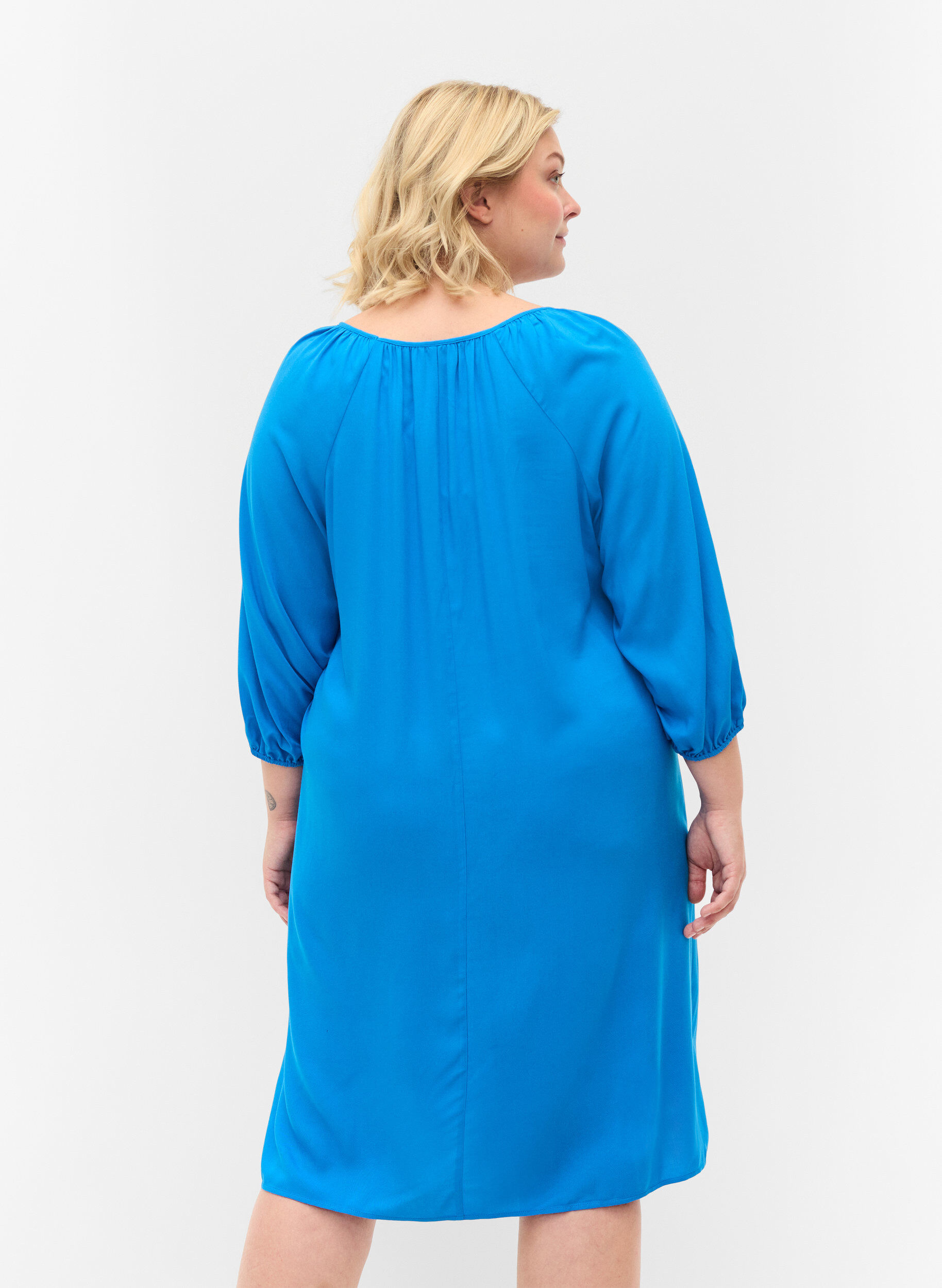 ZizziViscose jurk met v-hals , Indigo Bunting, Model image number 1