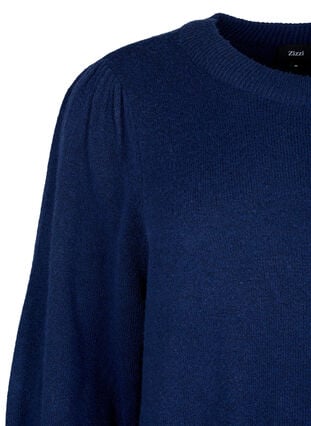 Robe en tricot avec manches 3/4 bouffantes, N. Blazer/Black Mel., Packshot image number 2