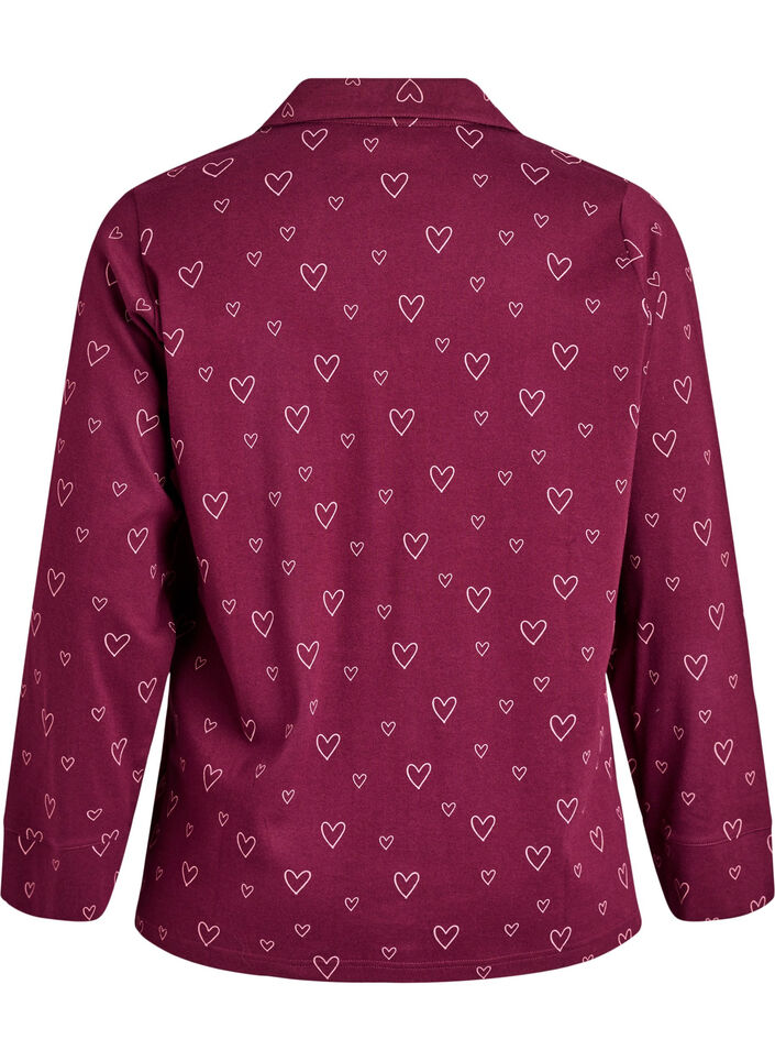 Chemise de pyjama en coton avec poche poitrine, Bordeaux, Packshot image number 1