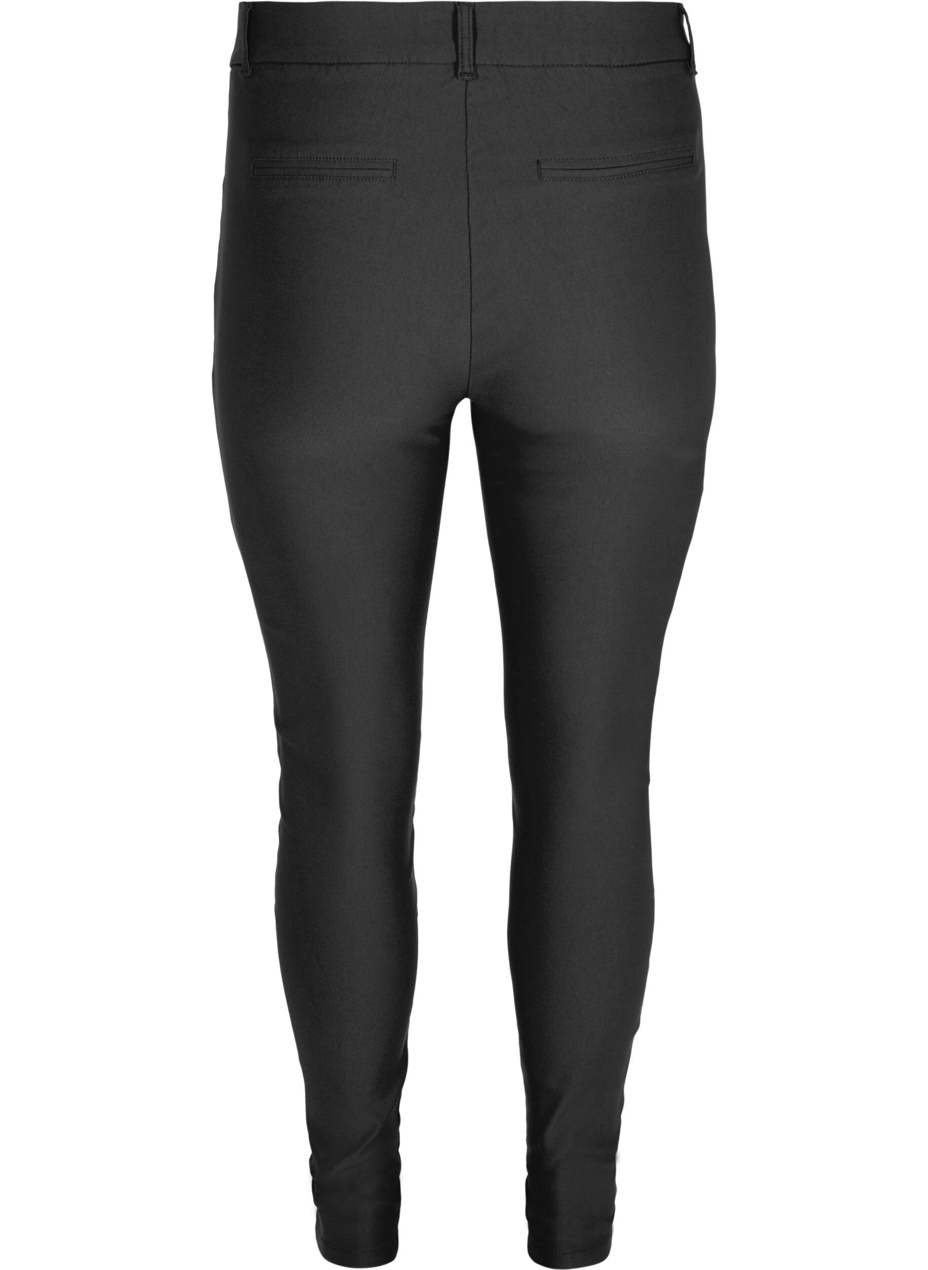 ZizziCropped broek met een lichte glans, Black, Packshot image number 1