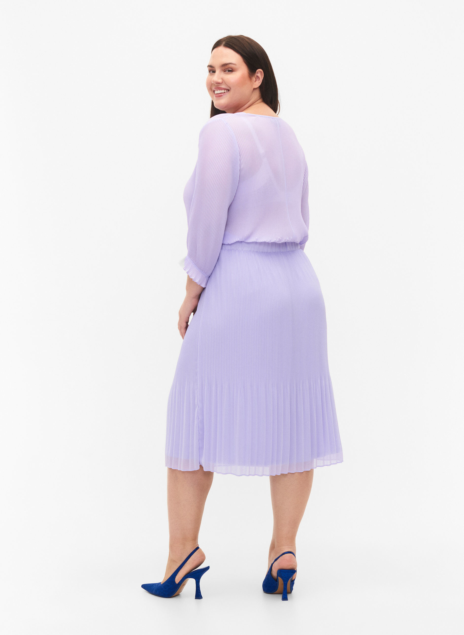 ZizziGeplooide midi rok, Lavender SOLID, Model image number 1