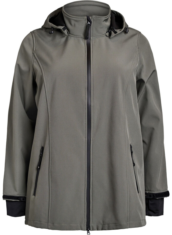 Veste courte softshell avec capuche amovible, Gris anthracite, Packshot image number 0