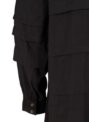 Robe en viscose à manches longues et plis, Black, Packshot image number 3