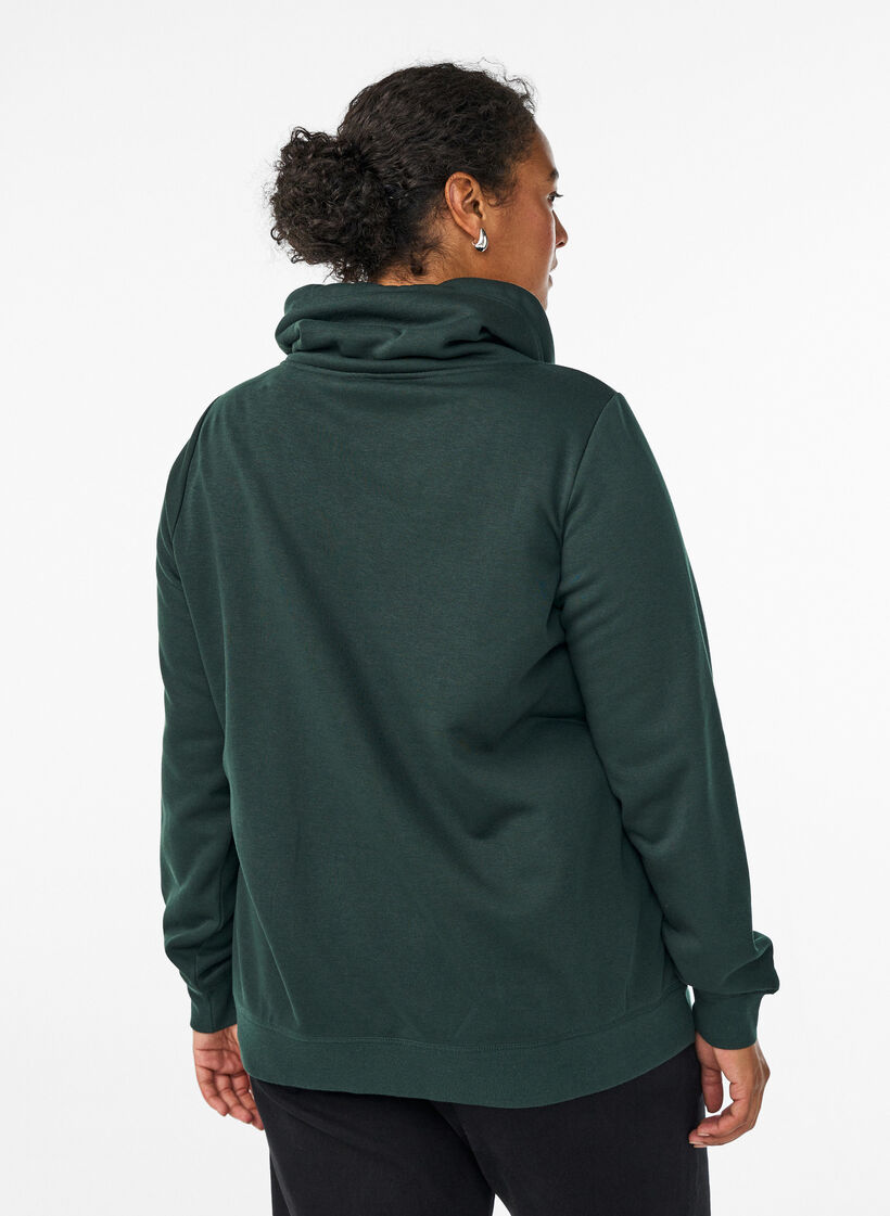 FLASH - Sweatshirt met hoge kraag en zakken, Groen, Model image number 2