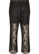 Pantalon en maille avec broderies florales et sequins, Noir, Packshot image number 1
