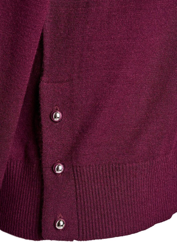Gebreide blouse met col en knoopjes aan de zijkant, Donker Bordeaux, Packshot image number 3