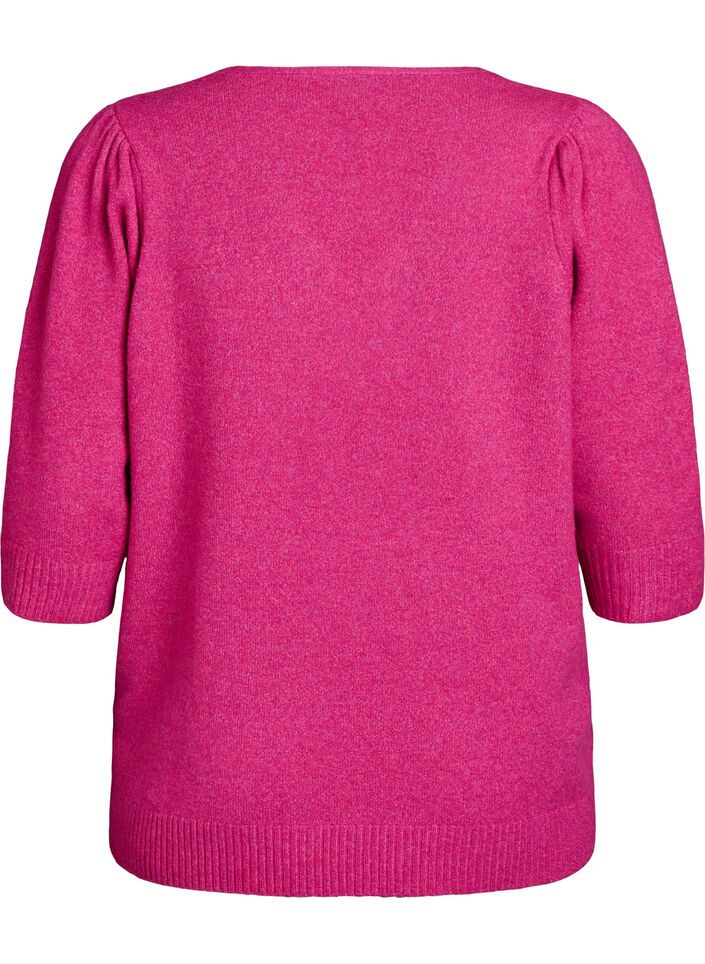 Gebreide blouse met geborduurde bloemen, R. Rose Mel. Comb, Packshot image number 1