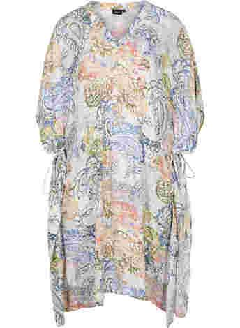 Viscose jurk met print en striksluiting