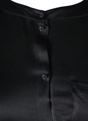 Longue chemise brillante avec fente, Black, Packshot image number 2