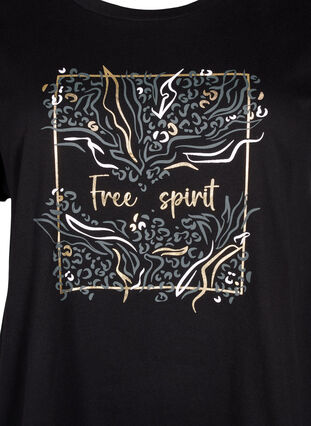 T-shirt en coton biologique avec imprimé doré, Black W. Free, Packshot image number 2