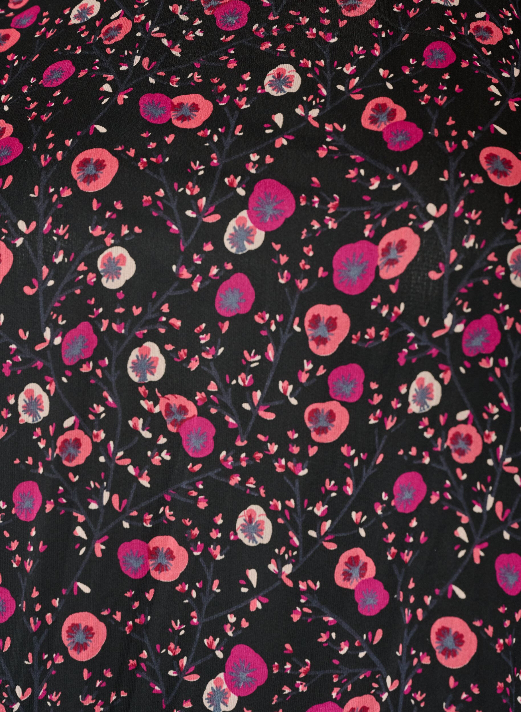 ZizziBlouse fleurie en mousseline &agrave; manches transparentes, Noir, Packshot image number 2