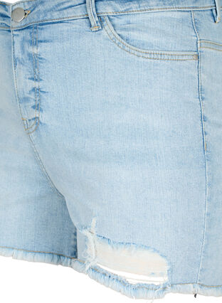 Korte spijkerbroek met versleten details, Light Blue Denim, Packshot image number 2